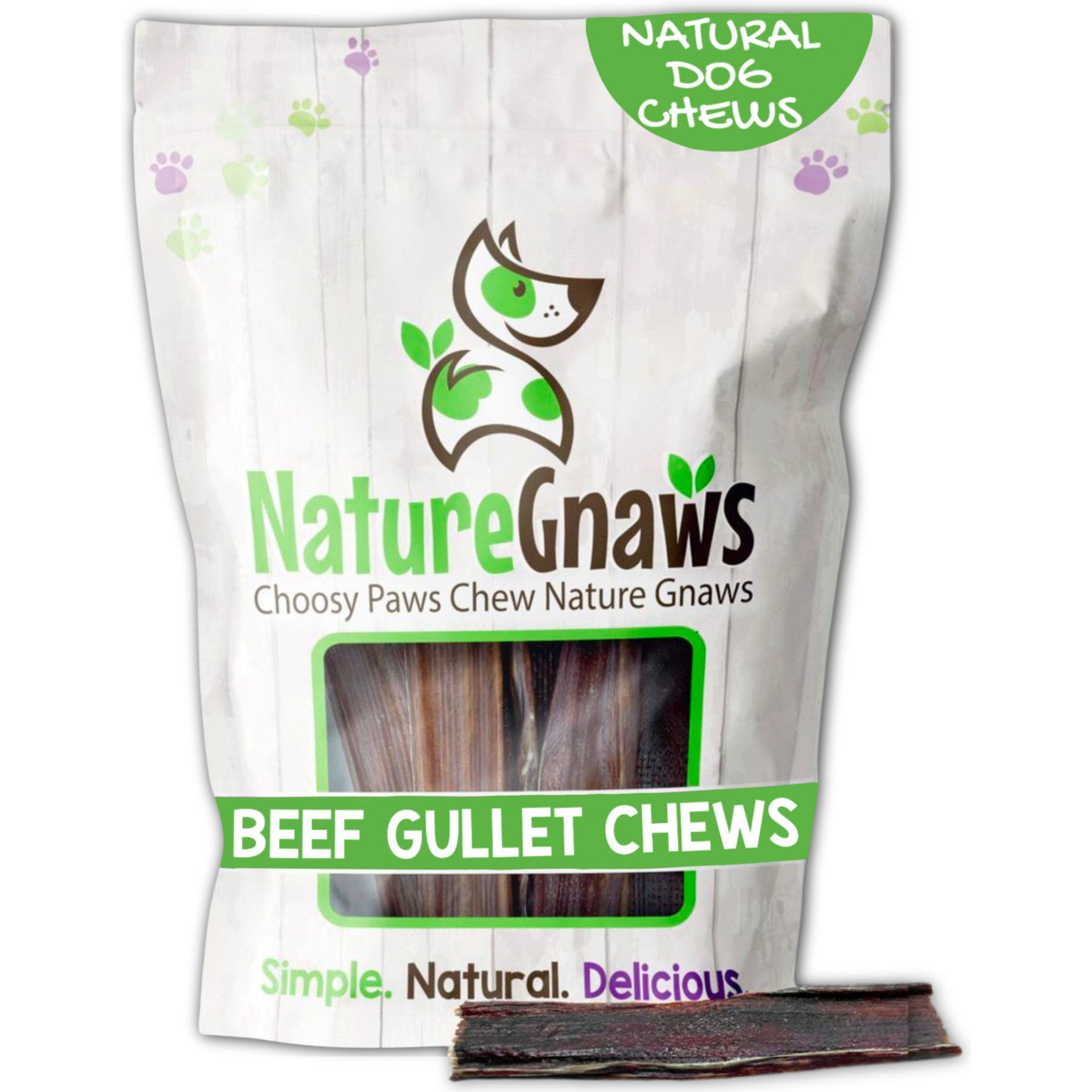 Nature Gnaws 4 to 5-in Beef Gullet Natural Dog Chew Treats, 20 count