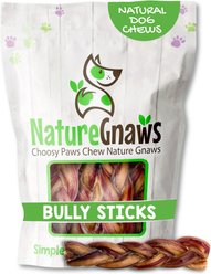 Nature Gnaws 5 to 6-in Braided Bully Sticks Dog Chew Treats, 10 count