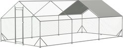 PXZEE Galvanized Wire Walk-in Outdoor Dog Kennel with Waterproof & Anti-UV Cover, 120 x 240 x 79-in