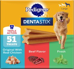 Pedigree Dentastix Large Original Chicken, Beef Flavor & Fresh Mint Flavor Variety Pack Dental Dog Treats, 51 count