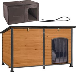 Aivituvin 59.1-in Heated Dog House with Heating Pad, Brown