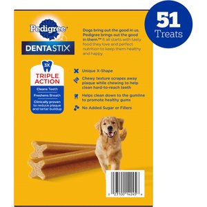Pedigree Dentastix Large Original Chicken, Beef Flavor & Fresh Mint Flavor Variety Pack Dental Dog Treats, 51 count