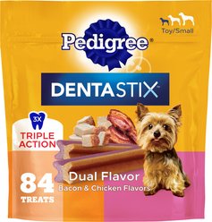 Pedigree Dentastix Dual Flavored Bacon & Chicken Flavored Mini Dental Dog Treats, 84 count