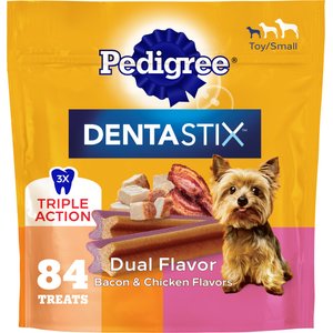 Pedigree Dentastix Dual Flavored Bacon & Chicken Flavored Mini Dental Dog Treats, 84 count