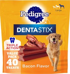 Pedigree Dentastix Bacon Flavor Large Dental Dog Treats, 40 count