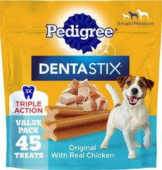 Pedigree Dentastix Small/Medium Original Chicken Flavor Dental Dog Treats, 45 count