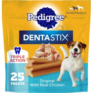 Pedigree Dentastix Small/Medium Original Chicken Flavor Dental Dog Treats, 25 count