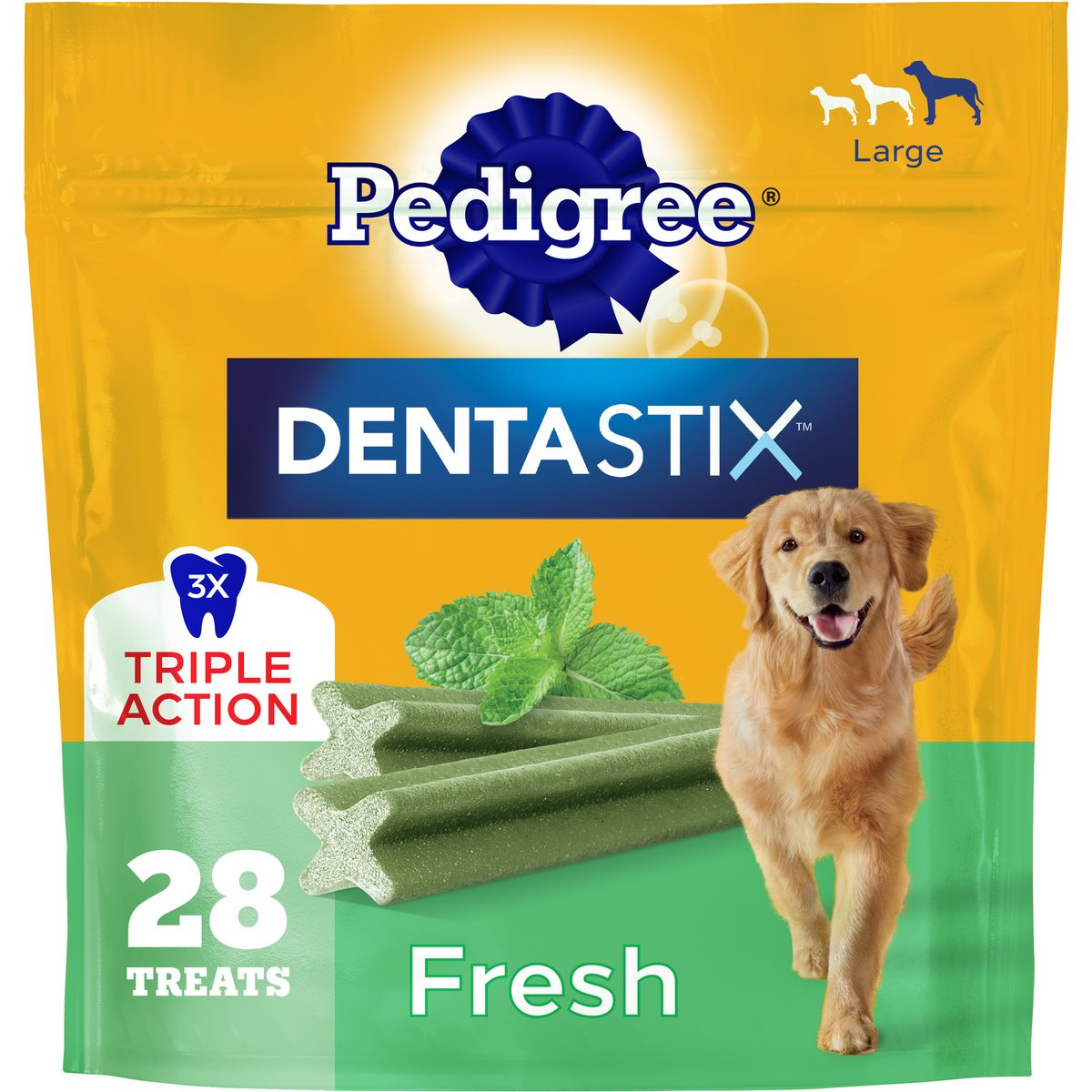 Pedigree Dentastix Fresh Mint Flavored Large Dental Dog Treats, 28 count