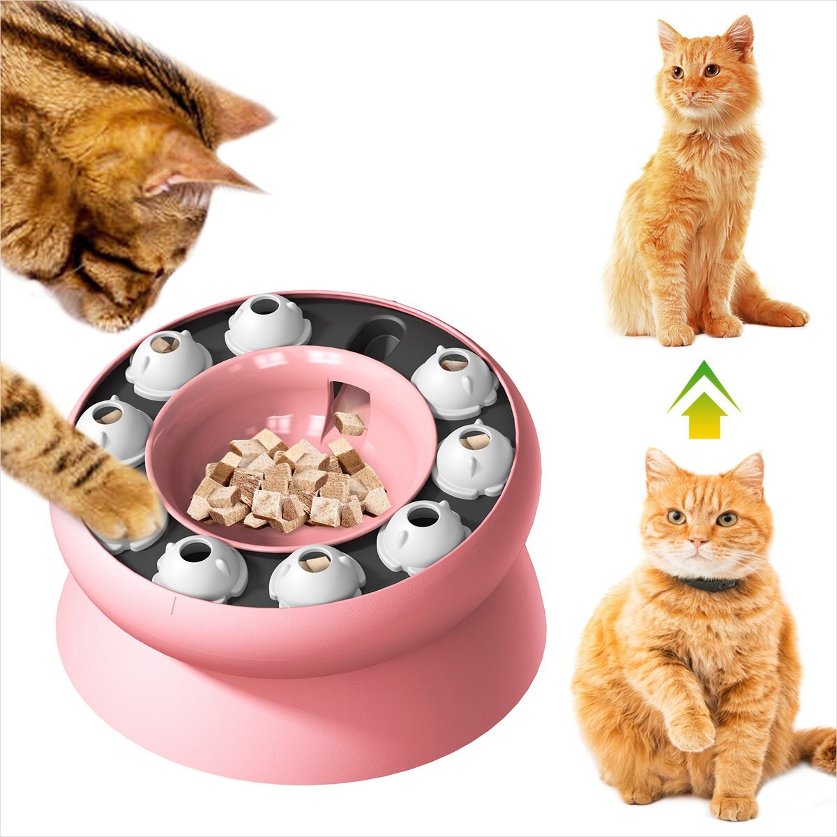 Dudpud Weight Loss Bowl Puzzle Cat Toy, Pink