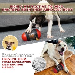 Dudpud Interactive Mental Stimulation Rolling Treat Dispenser Ball & Slow Feeder Bowl Combo Set Dog Puzzle Toy, Red, Large slide 2 of 6