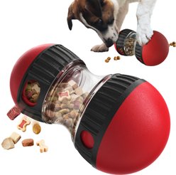 Dudpud Interactive Mental Stimulation Rolling Treat Dispenser Ball & Slow Feeder Bowl Combo Set Dog Puzzle Toy, Red, Large