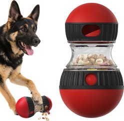 Dudpud Interactive Mental Stimulation Rolling Treat Dispenser Ball & Slow Feeder Bowl Combo Set Dog Puzzle Toy, Red, X-Large