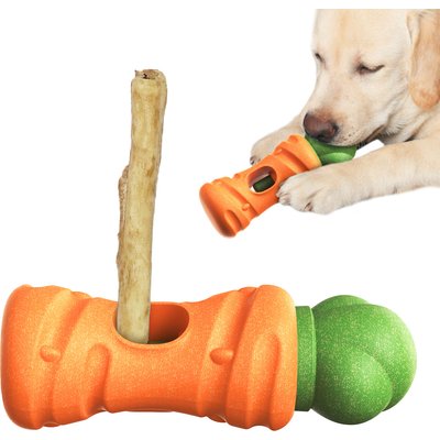 Dudpud Dudpud 2-in-1 Durable Carrot Bully Stick Holder & Dog Chew Toy, Orange