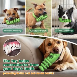 Dudpud 2-in-1 Durable Fish Bone Bully Stick Holder & Dog Chew Toy, Green slide 2 of 6