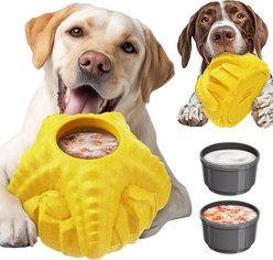 Dudpud 3-in-1 Starfish Fillable Freeze Enrichment Dog Treat Dispenser Chew Toy, Yellow
