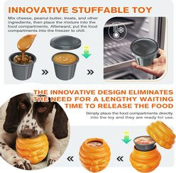 Dudpud 3-in-1 Honey Jar Fillable Freeze Enrichment Dog Treat Dispenser Chew Toy, Orange slide 2 of 6