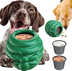 Dudpud 3-in-1 Honey Jar Fillable Freeze Enrichment Dog Treat Dispenser Chew Toy, Green