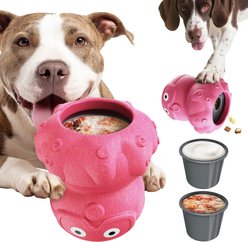 Dudpud 3-in-1 Octopus Fillable Freeze Enrichment Dog Treat Dispenser Chew Toy, Pink