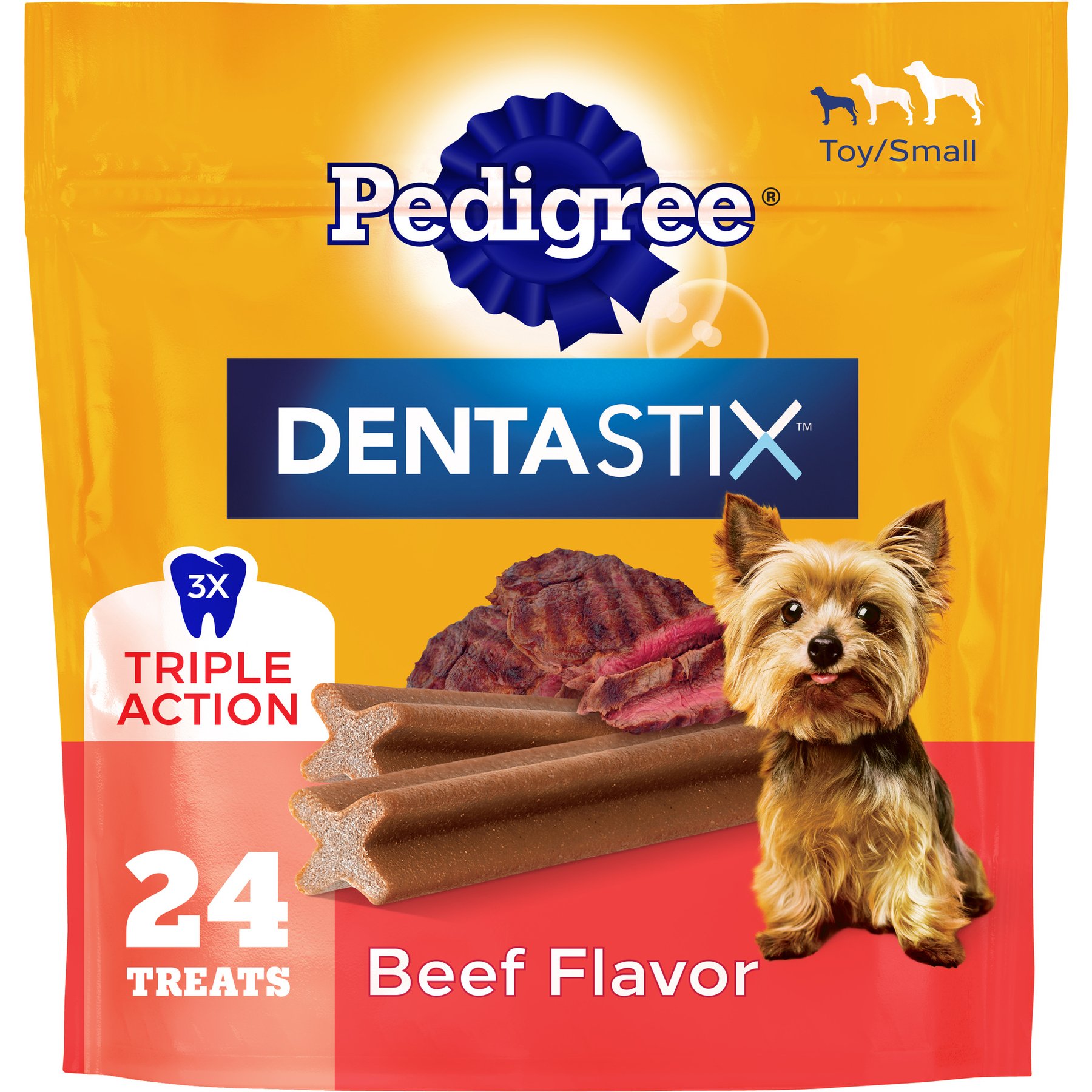 Pedigree Dentastix Beef Mini Dental Dog Treats, 24 count