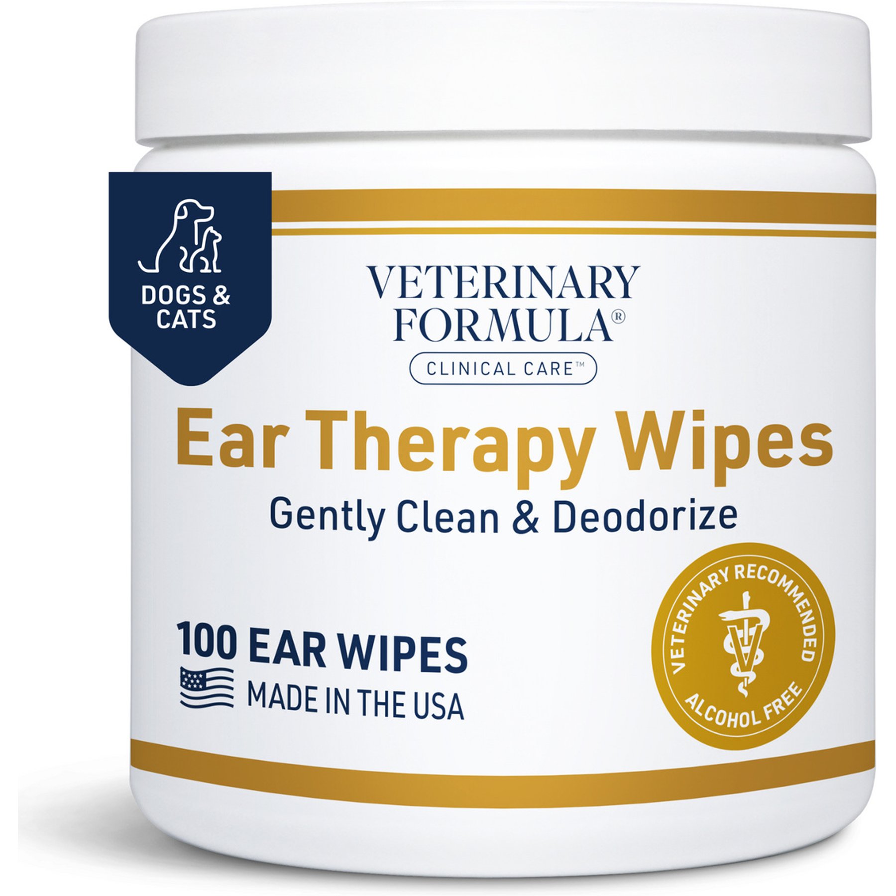 Veterinary Formula Clinical Care Ear Therapy Dog & Cat Ear Wipes, 100 count