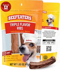 Beefeaters Triple Flavor Ribs Jerky Dog Treats, 1.65-oz, case of 12