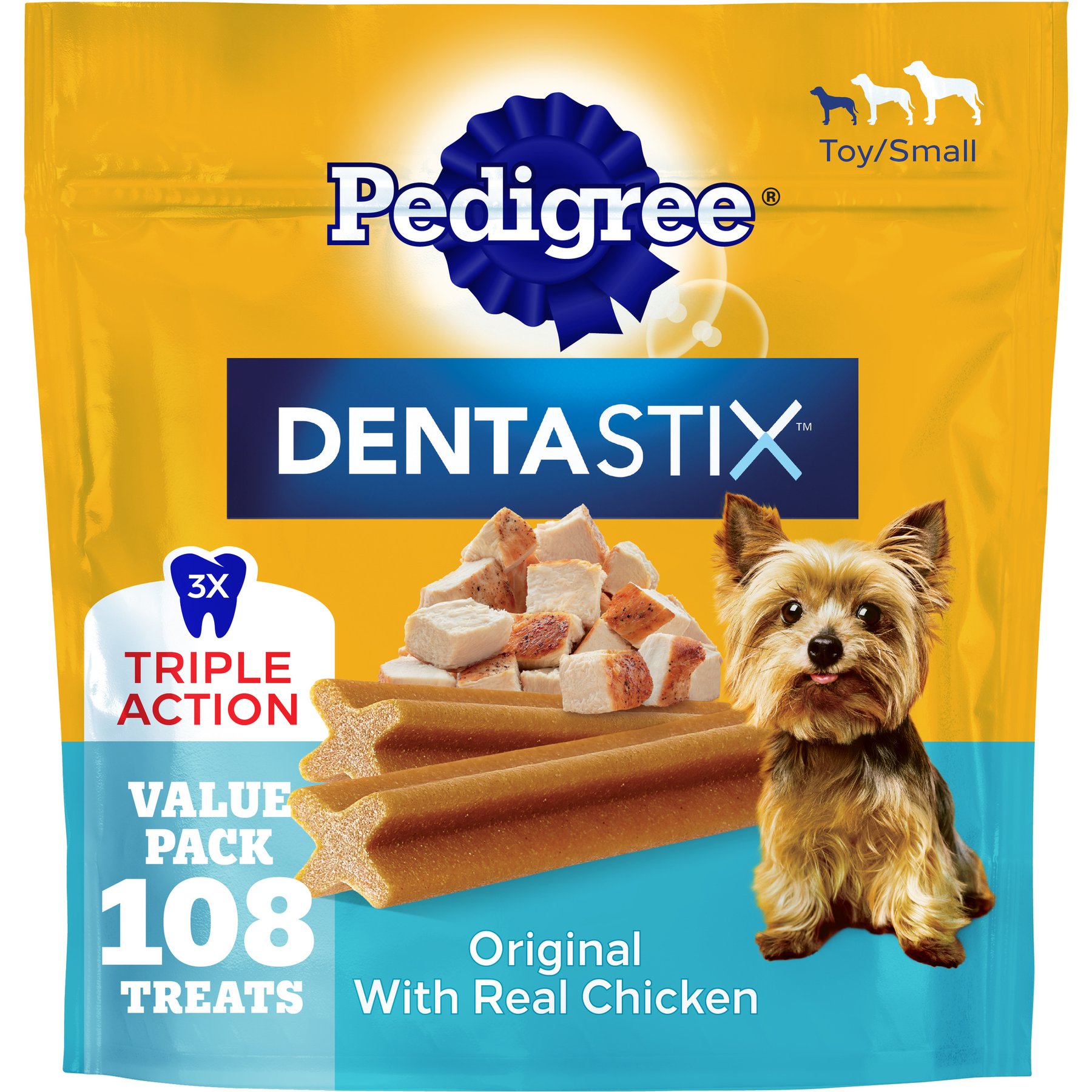 Pedigree Dentastix Mini Original Chicken Flavor Dental Dog Treats, 108 count