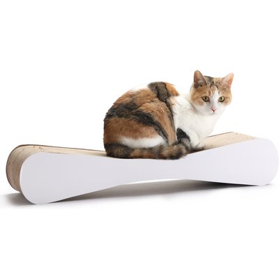 Coziwow Coziwow Corrugated Cardboard Scratch Pad Double-Sided Reversible Lounge Bed with White Coated Surface Pillow Cat Scratcher, White