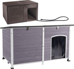 Aivituvin 59.1-in Heated Dog House with Heating Pad, Gray