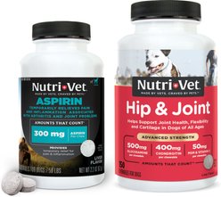 Nutri-Vet Aspirin for Medium & Large Dogs Chewables, 75 count + Nutri-Vet Hip & Joint Advanced Strength Dog Chewables, 150 count