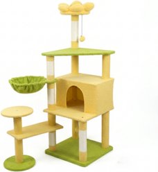 PXZEE 56-in Flower Cat Tree & Condo, Yellow