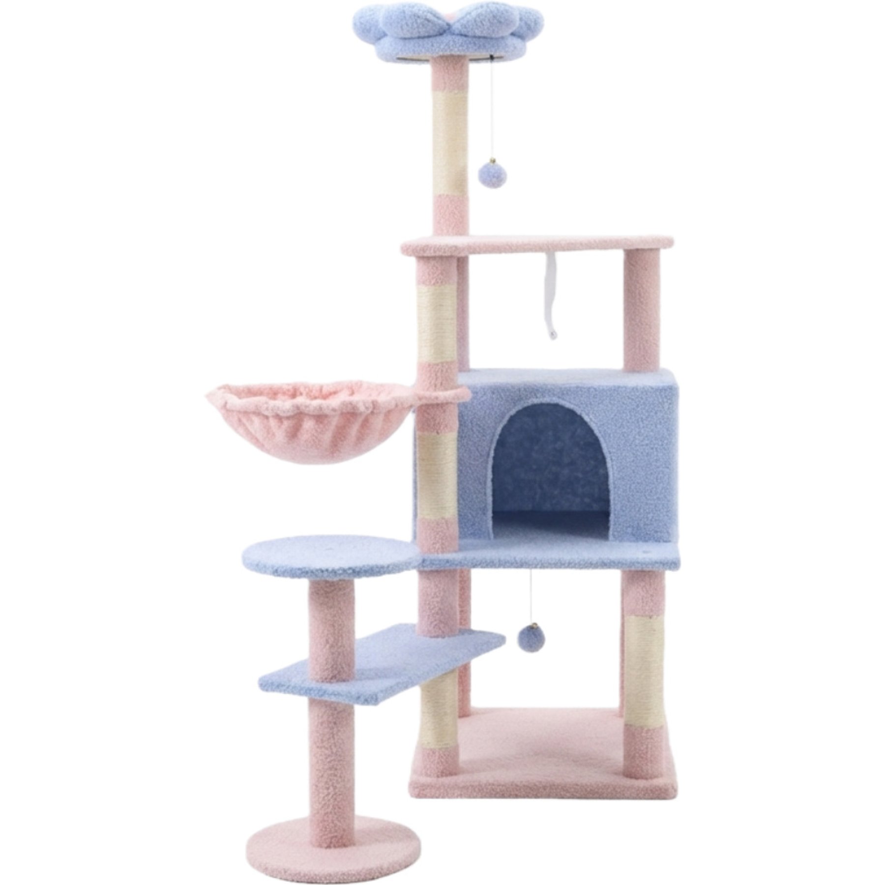 PXZEE 56-in Flower Cat Tree & Condo, Blue