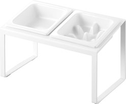 Yamazaki Home Tower Slow Feeder Dog & Cat Bowl Set with Stand, White, 0.75-cup