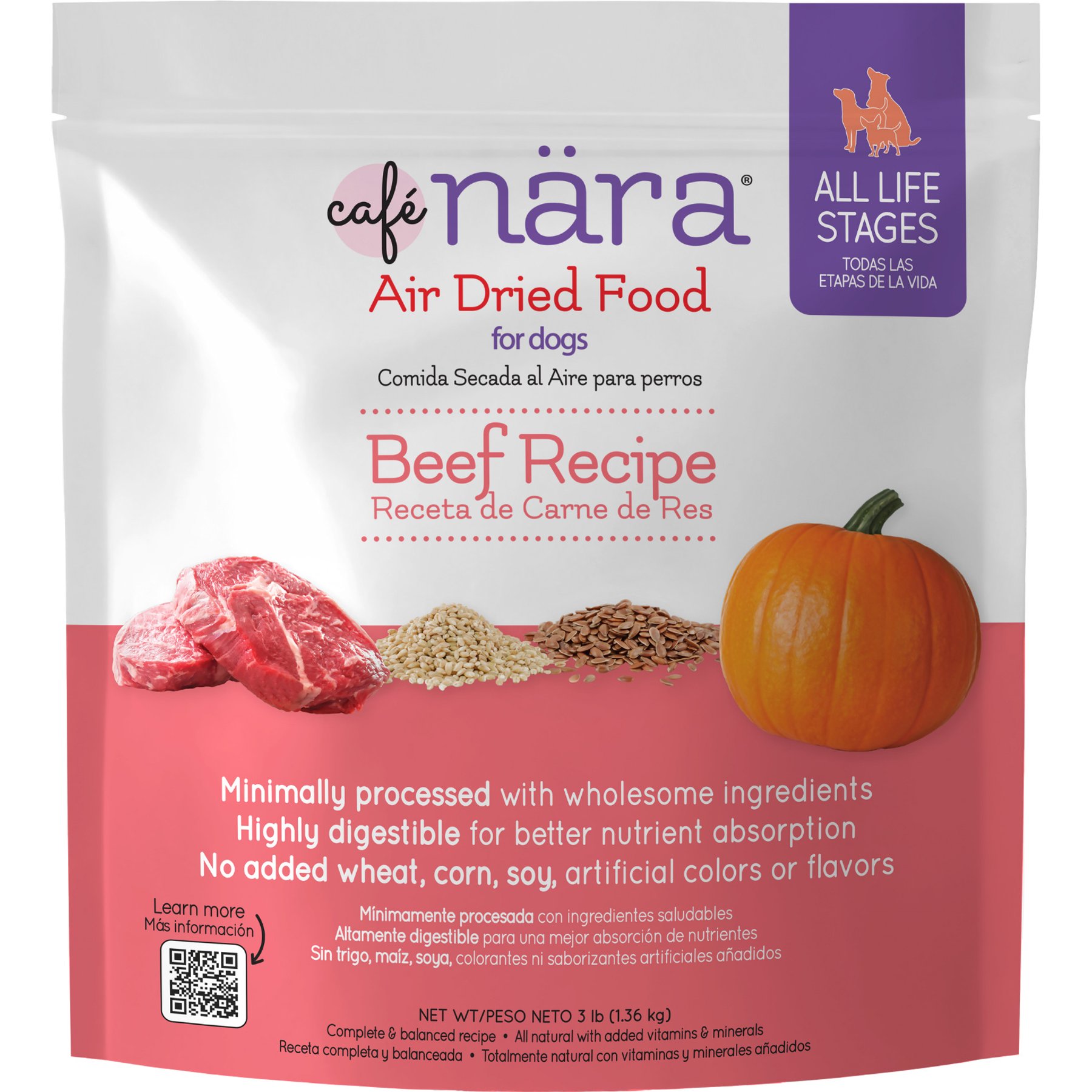 Cafe Nara Beef Recipe Air Dried Dog Food, 3-lb bag