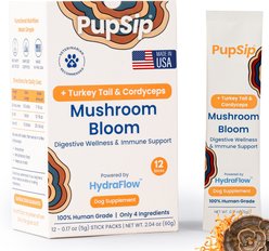 PupSip Turkey Tail Mushroom Digestive Support & Immune Defense Mushroom Powder Supplement for Dogs, 12 count slide 1 of 9