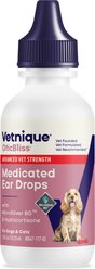 Vetnique Labs OticBliss Advanced Vet Strength Medicated Ear Infection Drops for Hydrocortisone & MicroSilver BG for Dog & Cat, 1.8-fl oz bottle