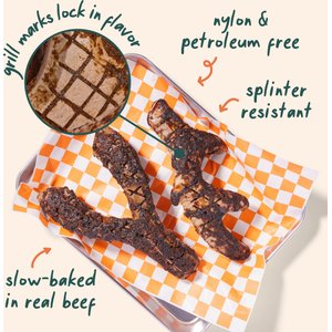 Woof HonestChew Meaty Beef Antler-shaped Plant-based Dog Chew Bone with Meat Covering, Medium