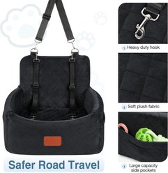Lealchum Ultra Soft Fabric & Memory Foam Adjustable Height Front Carrier Automobile Dog Booster Car Seat, 19 x 19 x 15-in, Black slide 2 of 6