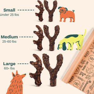 Woof HonestChew Meaty Beef Antler-shaped Plant-based Dog Chew Bone with Meat Covering, Medium