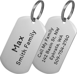 GoTags Rectangle Personalized Stainless Steel Dog & Cat ID Tag, Silver, Regular