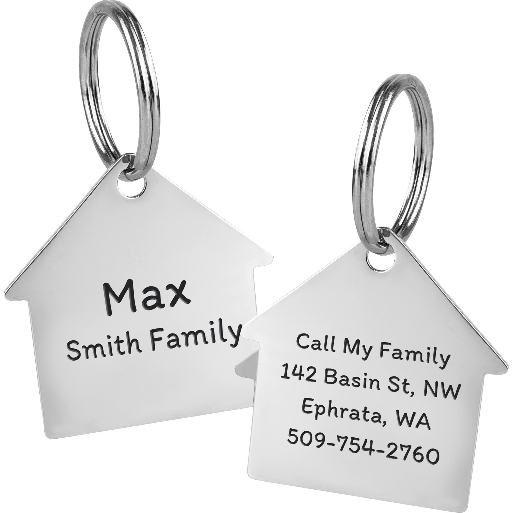 GoTags House Personalized Stainless Steel Dog & Cat ID Tag, Silver, Regular