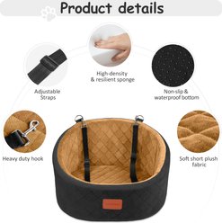 XIEEAOZEE Adjustable Height Front Carrier Automobile Dog Booster Car Seat, 20 x 17.7 x 12-in, Black/Coffee slide 2 of 6