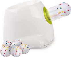 allforpaws Interactive Maxi Ball Launcher Training Dog Toy with 2.5-in EPTU Balls, White/Green, 13 x 12.7 x 11.1-in