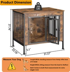 IronovaPets Heavy-Duty Wooden Side Table Storage Cabinet Crate for Small & Medium Dogs, Brown, 32-in slide 2 of 6