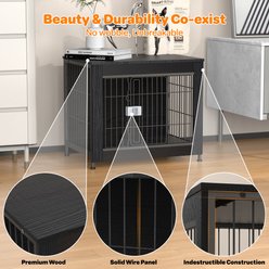 IronovaPets Multi-purpose Furniture-style Single Dog Cage with Lock, Small: 27-in, Black slide 2 of 7