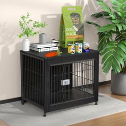 IronovaPets Multi-purpose Furniture-style Single Dog Cage with Lock, Small: 27-in, Black