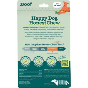 Woof HonestChew Meaty Beef Antler-shaped Plant-based Dog Chew Bone with Meat Covering, Medium