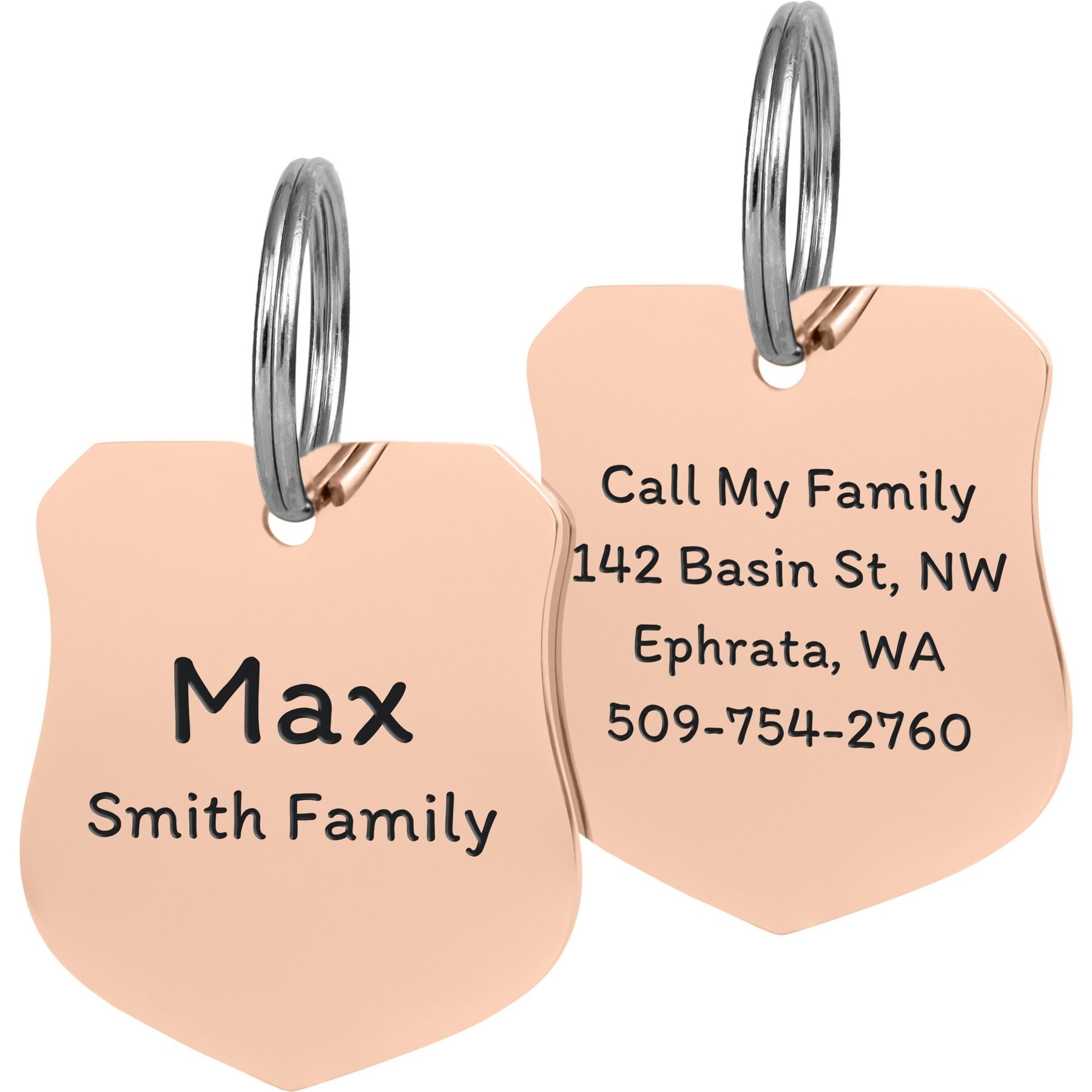 GoTags Badge Personalized Stainless Steel Dog & Cat ID Tag, Rose Gold, Regular