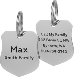 GoTags Badge Personalized Stainless Steel Dog & Cat ID Tag, Silver, Regular