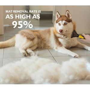 Pet Republique Dematting with 12+23 Dual-Side Blades Rake Matt Splitters Dog & Cat Brush, Yellow/Black