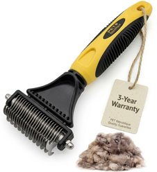 Pet Republique Dematting with 12+23 Dual-Side Blades Rake Matt Splitters Dog & Cat Brush, Yellow/Black